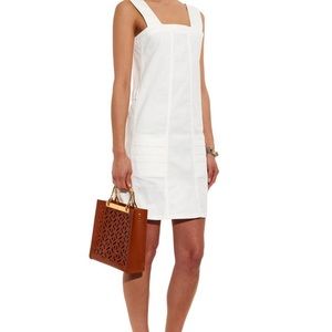 See by Chloé stretch white denim pinafore dress